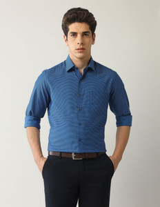 ARROW Men Self Design Formal Blue Shirt