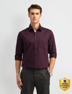 ARROW Men Self Design Formal Purple Shirt