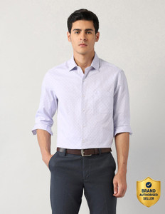arrow men self design formal purple shirt
