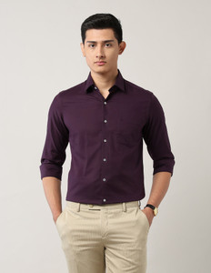 ARROW Men Self Design Formal Purple Shirt