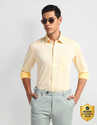 ARROW Men Self Design Formal Yellow Shirt