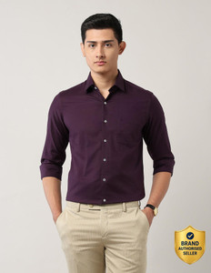 ARROW Men Solid Formal Purple Shirt