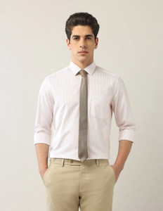 ARROW Men Striped Formal White Shirt