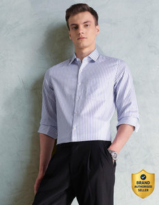 ARROW Men Striped Formal White Shirt