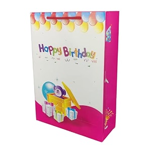 arrow paper products happy birthtday paper gift bags for return gift small presents blue and pink 2032 x 762 x 2794 cm pack of 30