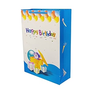 arrow paper products happy birthtday paper gift bags for return gift small presents blue and pink 2032 x 762 x 2794 cm pack of 30