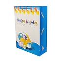 Arrow Paper Products Happy Birthtday Paper Gift Bags for Return Gift, Small Presents (Blue and Pink, 20.32 x 7.62 x 27.94 cm) Pack of 30