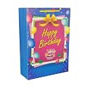 Arrow Paper Products Happy Birthtday Paper Gift Bags for Return Gift, Small Presents (Blue and Pink, 20.32 x 7.62 x 27.94 cm) Pack of 30