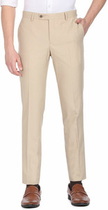 arrow regular fit men beige trousers
