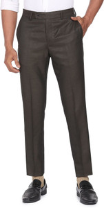 arrow regular fit men brown trousers