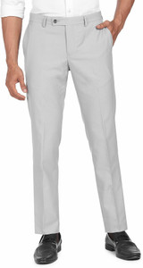 arrow regular fit men grey trousers