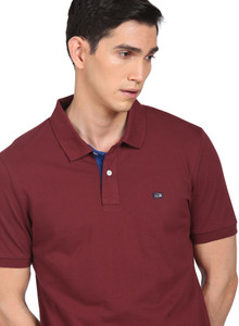 ARROW Solid Men Polo Neck Red T-Shirt