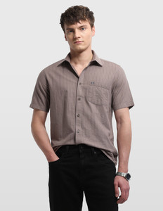 Arrow Sport Men Self Design Casual Brown