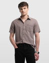 Arrow Sport Men Self Design Casual Brown