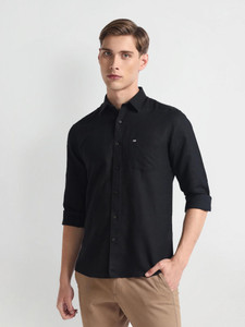 Arrow Sport Men Solid Casual Black Shirt