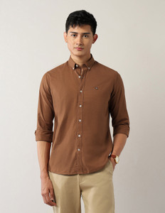 Arrow Sport Men Solid Casual Brown Shirt