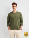 Arrow Sport Solid Men Henley Neck Green