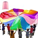 Arrowbash Play Parachute, Large Rainbow Parachute with Handles Multicolored Toy Tent Cooperative Group Play Games for Indoor Outdoor Playground Activities