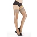 Shimmery Tights for Women, Lace Top Pantyhose Sexy High-thigh Sheer Stockings Opaque