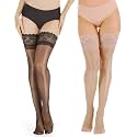 Nylon Shiny Thigh High Stockings,Ultra Shimmery Lace Silicone Sheer Tights,Stay Up lingerie Pantyhose for Women
