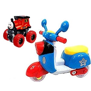 multicolor cars push and go scooter with train engine toy gift for kids pack of 2