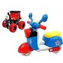 Multicolor Cars Push and Go Scooter with Train Engine Toy Gift for Kids (Pack of 2)