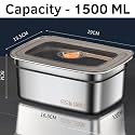 Arsh & Ra Fridge Storage Box 316 Stainless Steel Food Storage Containers | Food Grade, Leakproof Kitchen Organizer | Freshness Locking, Microwavable & Freezer Safe, Silver With Lid (1500 Ml 3 pcs)