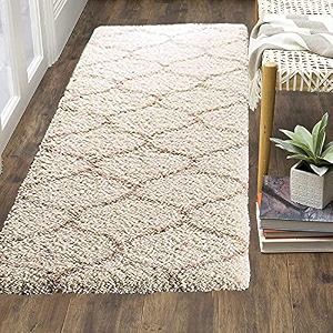 classic modern rectangular rug ivory polyester 2x6 feet