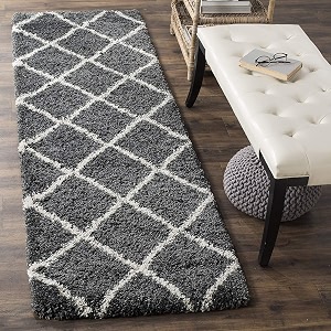 design polyester shaggy bedside runner soft rug for bedroom living room kitchengrey box size 15x3 feet
