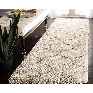 design polyester shaggy bedside runner soft rug for bedroom living room kitchen ivory ivory size 2x4 feet