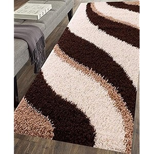 design polyester shaggy bedside runner soft rug for bedroom living room kitchen multi colore size 2x4 feet
