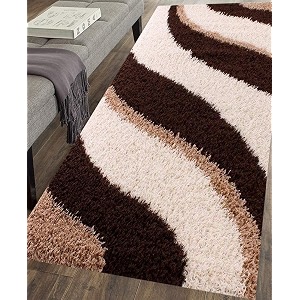 design polyester shaggy bedside runner soft rug for bedroom living room kitchen multi colore size 2x6 feet
