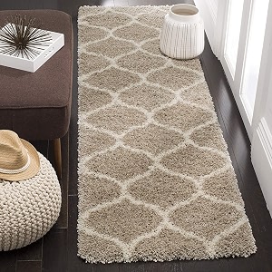 design polyester shaggy bedside runner soft rug for bedroom living room kitchen beige size 2x3 feet