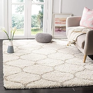 design polyester shaggy bedside runner soft rug for bedroom living room kitchenivory size 6x9 feet