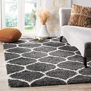 design polyester shaggy bedside runner soft rug for bedroom living room kitchengrey ivory size 4x6 feet