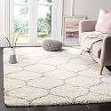 Design Polyester Shaggy Bedside Runner, Soft Rug for Bedroom Living Room Kitchen,Ivory Size 5x8 feet