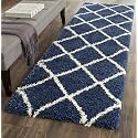 Design Polyester Shaggy Bedside Runner, Soft Rug for Bedroom Living Room Kitchen Blue Box Size 2x4 feet