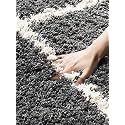 Design Polyester Shaggy Bedside Runner, Soft Rug for Bedroom Living Room Kitchen,Grey Box Size 4x6 feet