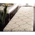 Design Polyester Shaggy Bedside Runner, Soft Rug for Bedroom Living Room Kitchen Ivory, Ivory Size 2x4 feet
