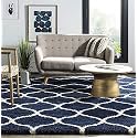 Design Polyester Shaggy Bedside Runner, Soft Rug for Bedroom Living Room Kitchen Blue Size 6x9 feet