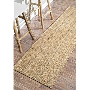 arsh fabs hand woven braided reversible natural jute carpet for hall outdoor indoor etc natural 2x4 feet