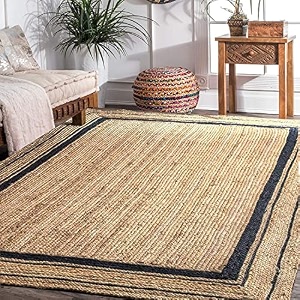 jute and black cotton world handwoven natural fibres braided reversible round rug carpet for bedroom living dining roomjute and black cotton 2x6 feet