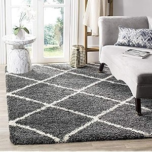 arsh fabs modern design polyester shaggy bedside runner soft rug for bedroom living room kitchengrey box size 6x9 feet