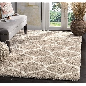 modern design polyester shaggy bedside runner soft rug for bedroom living room kitchen beige 2x6 feet