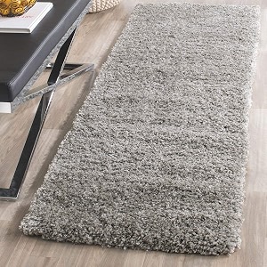 modern design polyester shaggy bedside runner soft rug for bedroom living room kitchen silver 2x6 feet