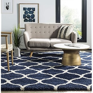 modern design polyester shaggy bedside runner soft rug for bedroom living room kitchen blue 4x6 feet
