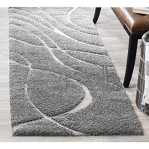 modern design polyester shaggy bedside runner soft rug for bedroom living room kitchen grey 2x6 feet