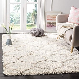 modern design polyester shaggy bedside runner soft rug for bedroom living room kitchen beige 4x6 feet