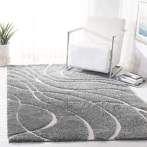 modern design polyester shaggy bedside runner soft rug for bedroom living room kitchen grey 5x8 feet