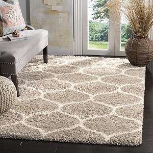 modern design polyester shaggy bedside runner soft rug for bedroom living room kitchen beige size 6x9 feet